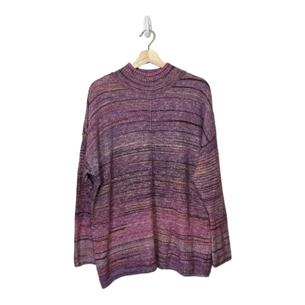 CJ Banks Purple Striped Turtleneck Sweater